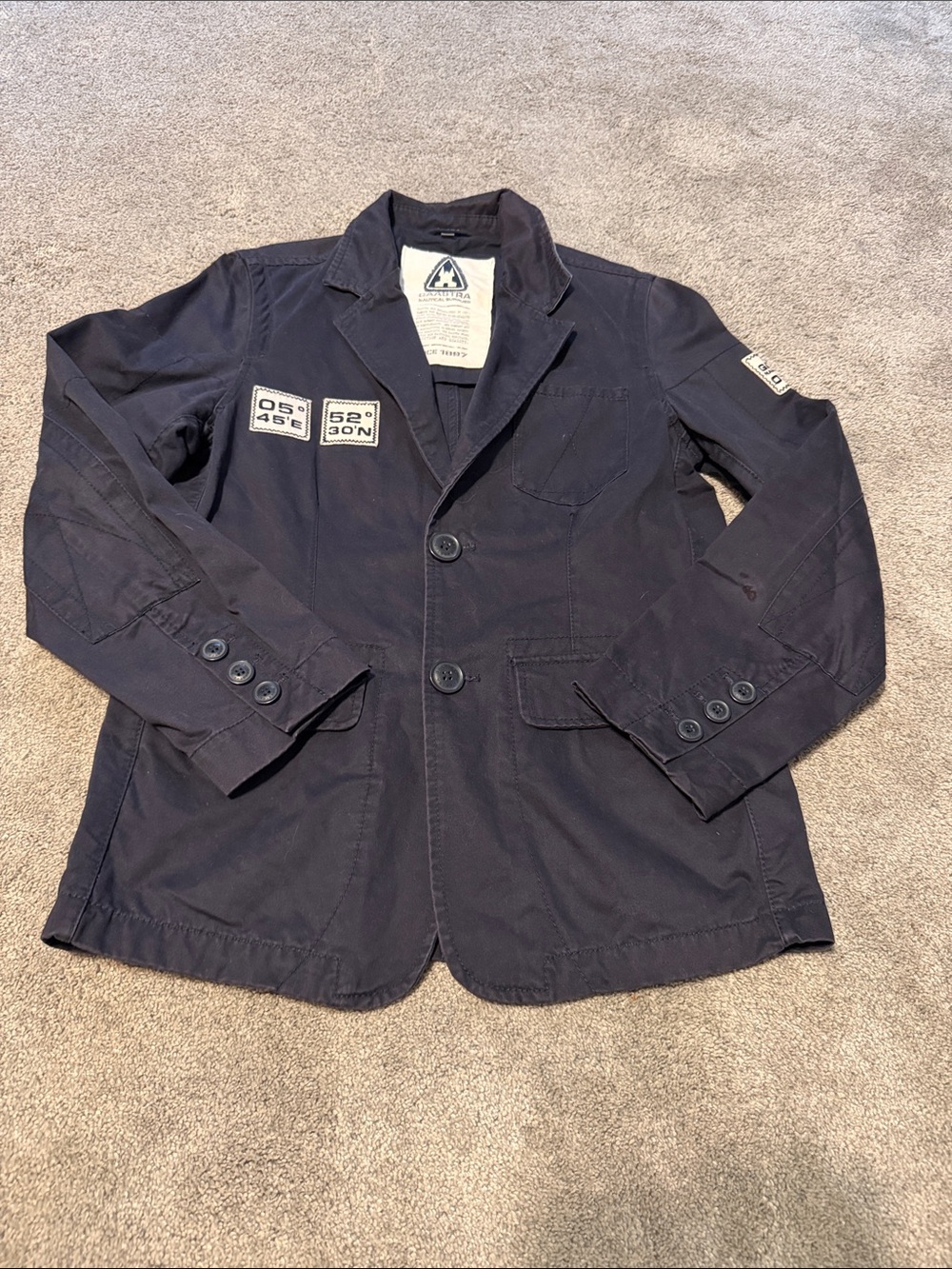Vintage Gaastra Nautical Supply Men's Navy Patch-Detail Casual Blazer Jacket